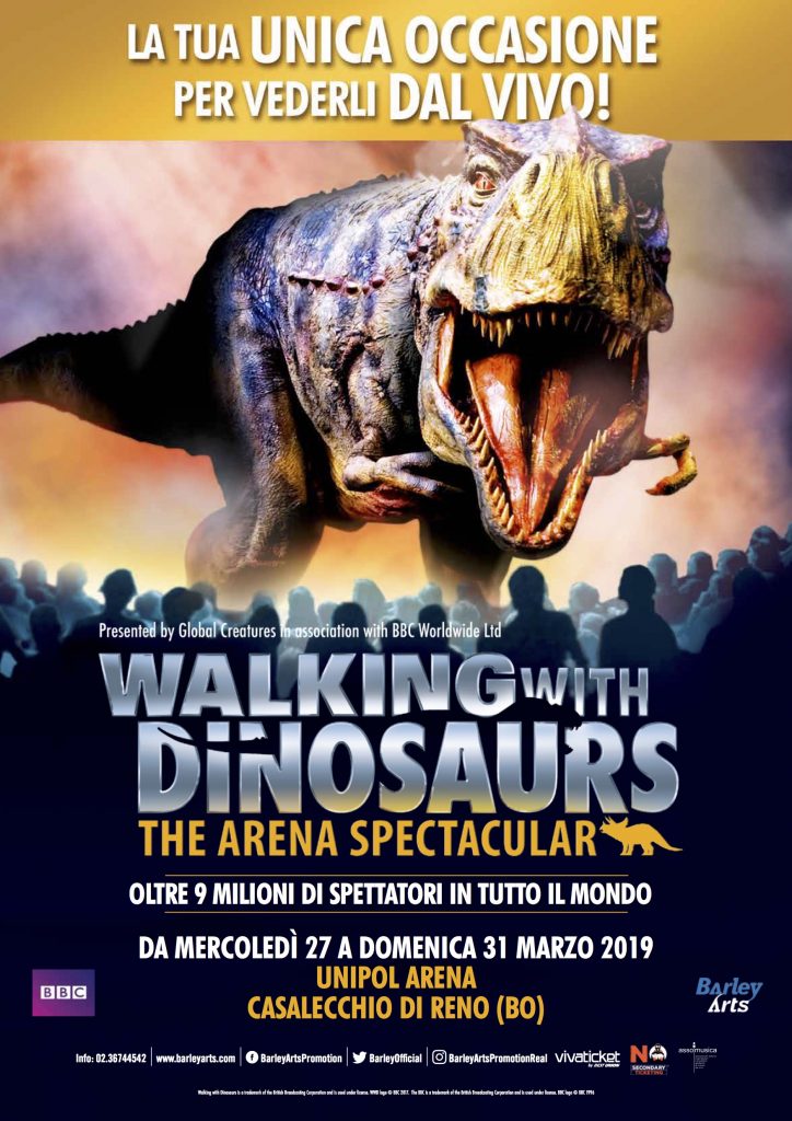 WALKING WITH DINOSAURS – THE SPECTACULAR ARENA TOUR all’Unipol Arena dal 27 al 31 marzo 2019
